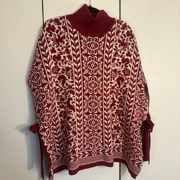 LA DoubleJ Burgundy and Cream Turtleneck Sweater - Picture 6 of 6